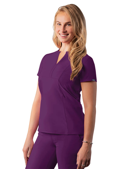 Women's Notched V-Neck Top - A6002 - Eggplant