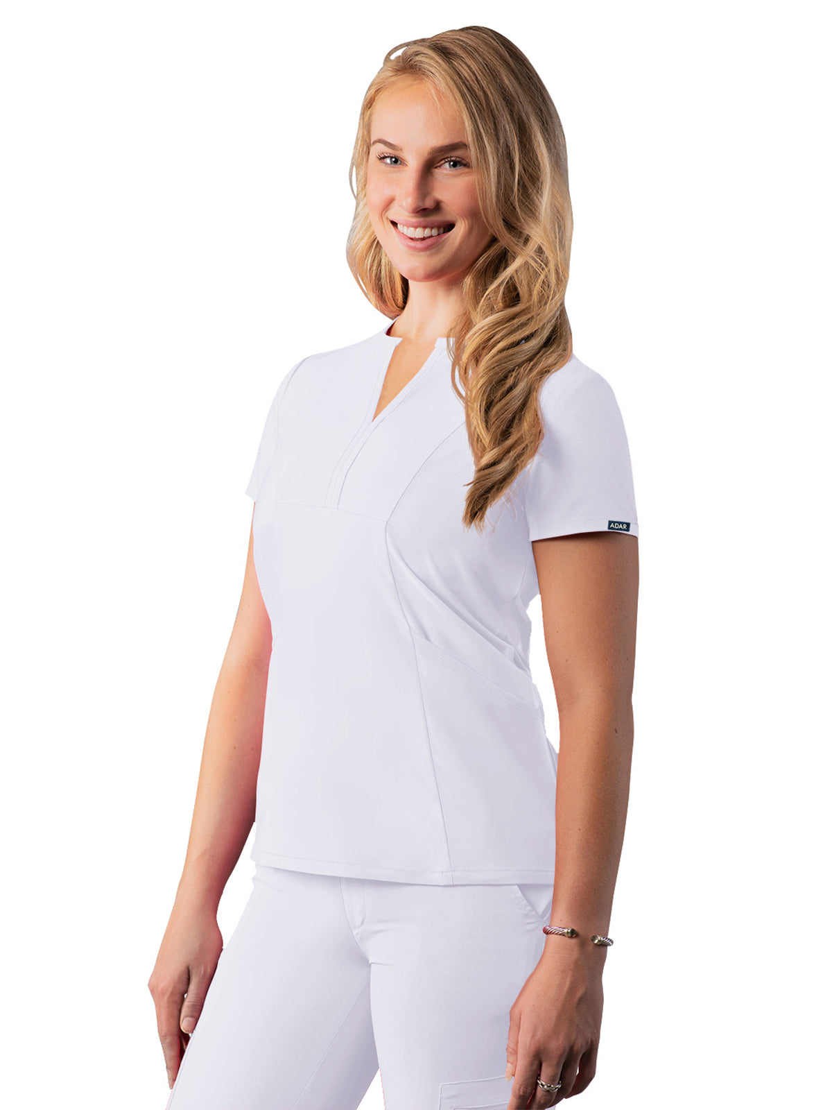 Women's Notched V-Neck Top - A6002 - White