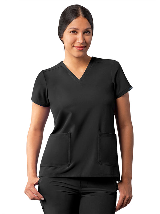 Women's Multi-Pocket V-Neck Top - A6008 - Black