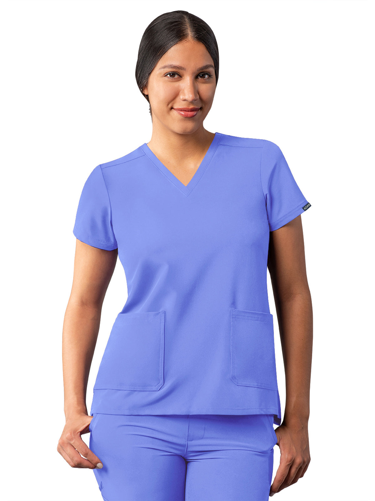 Women's Multi-Pocket V-Neck Top - A6008 - Ceil Blue