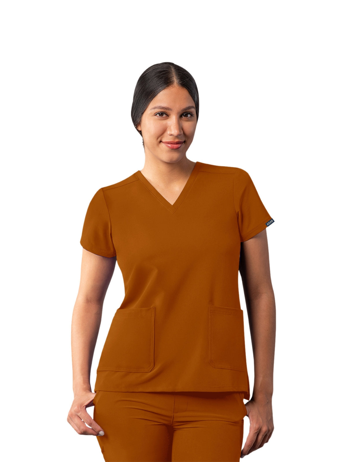 Women's Multi-Pocket V-Neck Top - A6008 - Caramel