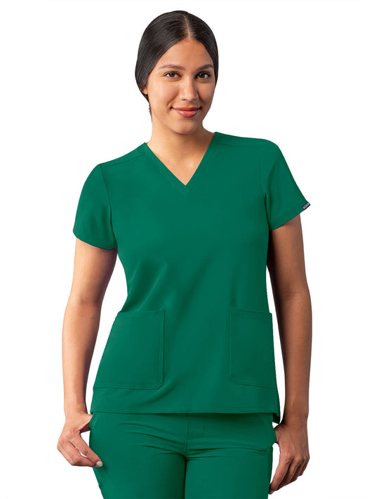 Women's Multi-Pocket V-Neck Top - A6008 - Hunter Green