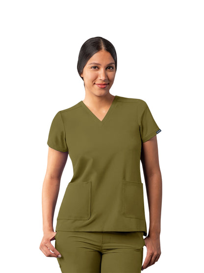 Women's Multi-Pocket V-Neck Top - A6008 - Martini Olive