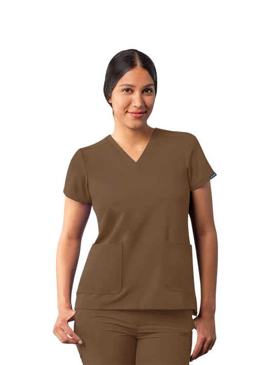 Women's Multi-Pocket V-Neck Top - A6008 - Mocha Quartz