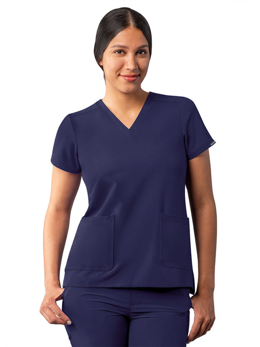 Women's Multi-Pocket V-Neck Top - A6008 - Navy