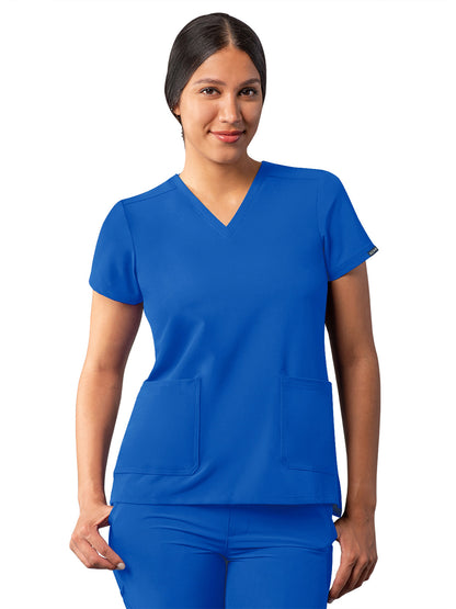 Women's Multi-Pocket V-Neck Top - A6008 - Royal Blue