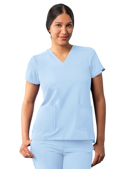 Women's Multi-Pocket V-Neck Top - A6008 - Sky Blue