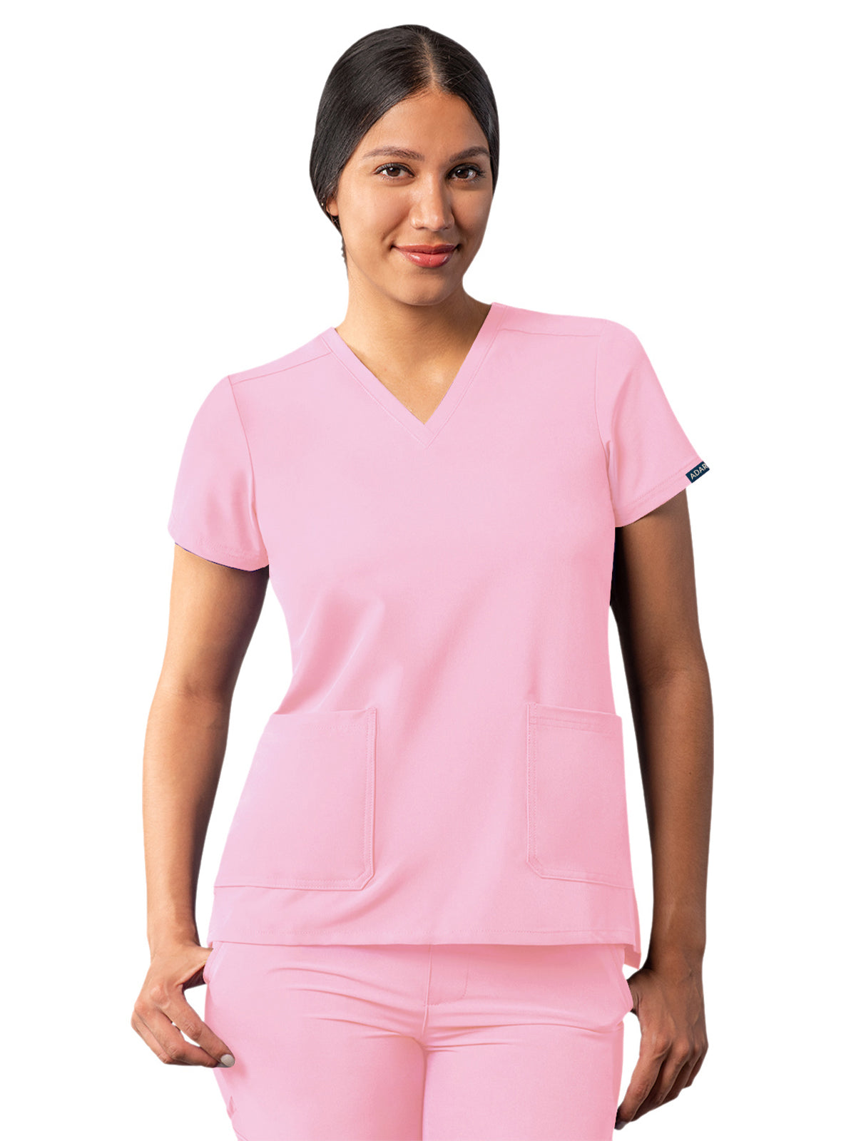 Women's Multi-Pocket V-Neck Top - A6008 - Soft Pink