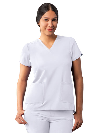 Women's Multi-Pocket V-Neck Top - A6008 - White