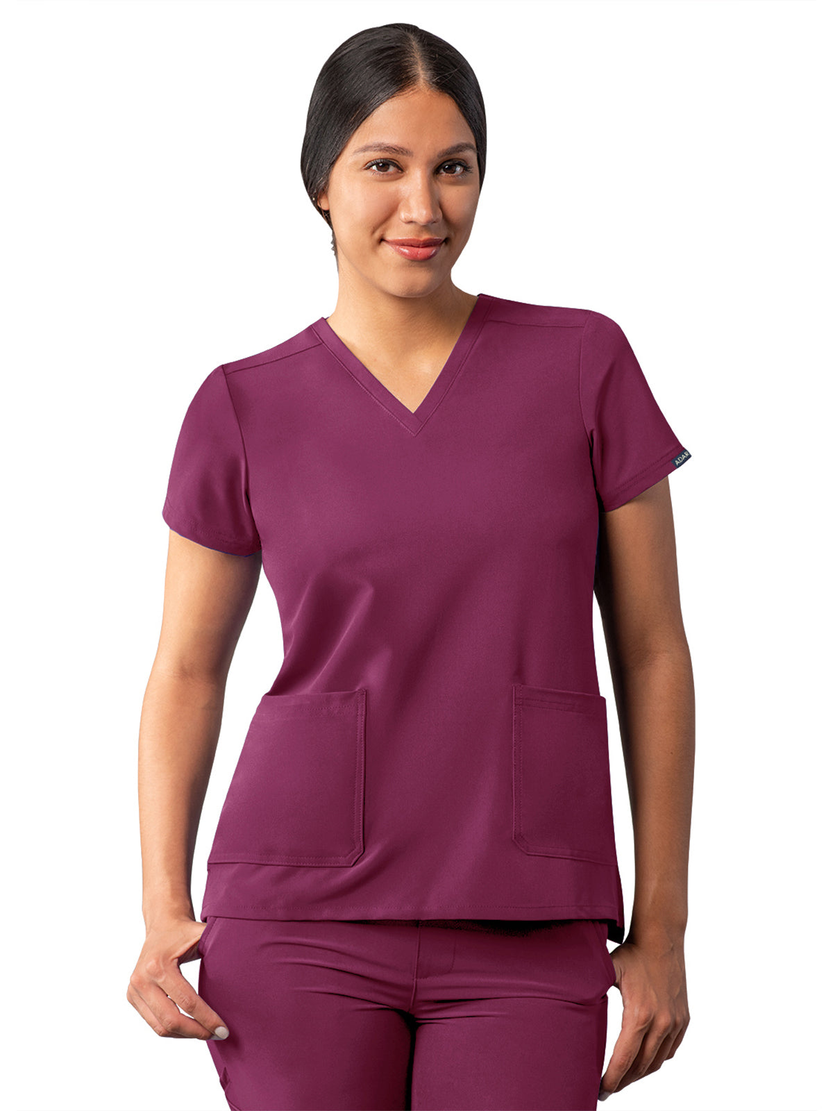 Women's Multi-Pocket V-Neck Top - A6008 - Wine