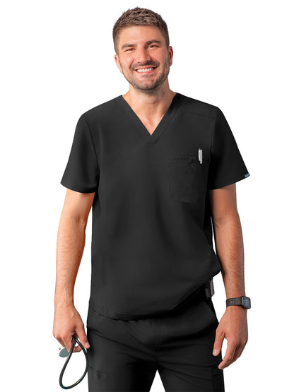 Men's V-Neck Scrub Top - A6010 - Black