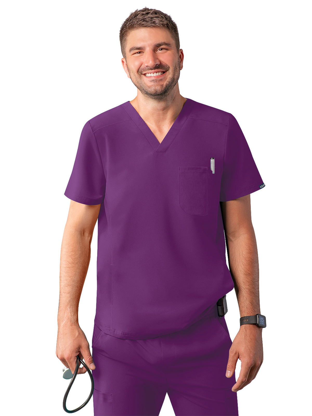 Men's V-Neck Scrub Top - A6010 - Eggplant