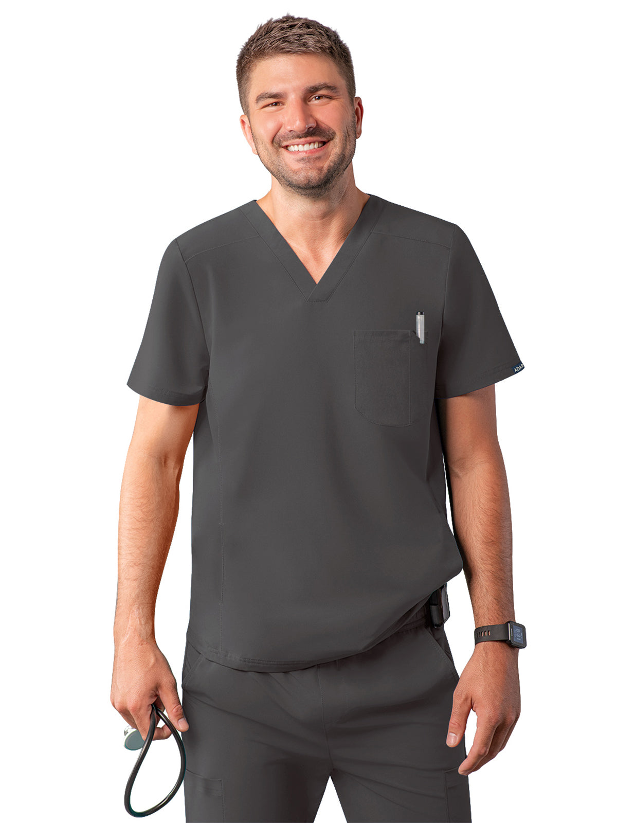 Men's V-Neck Scrub Top - A6010 - Pewter