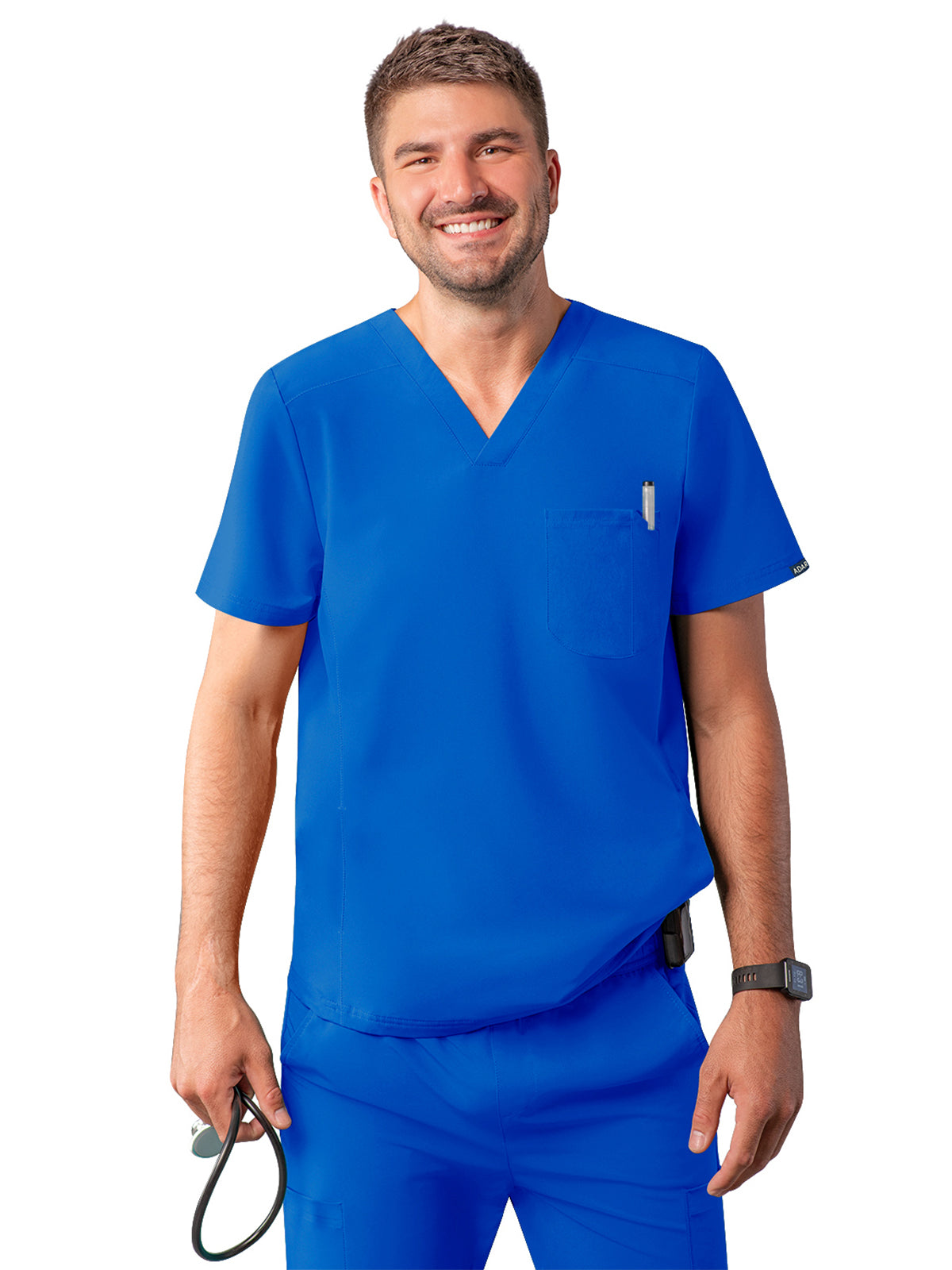 Men's V-Neck Scrub Top - A6010 - Royal Blue