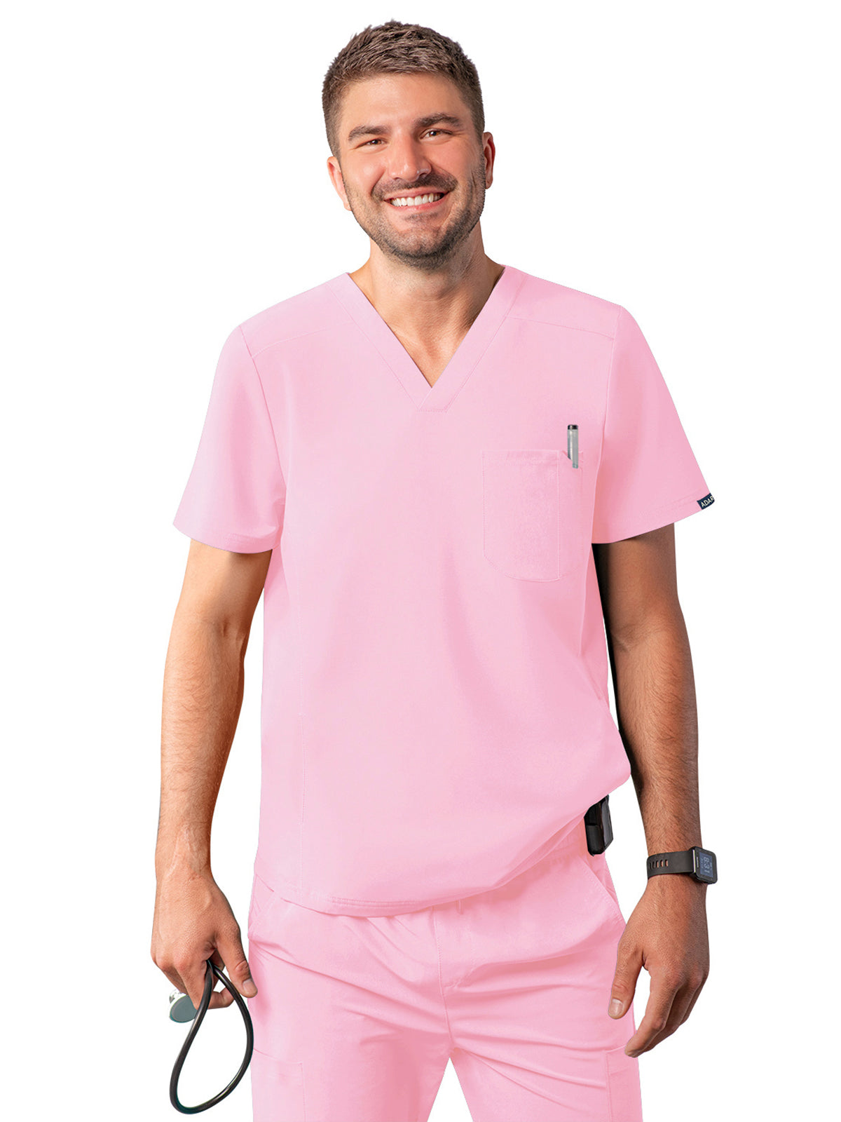 Men's V-Neck Top - A6010 - Soft Pink