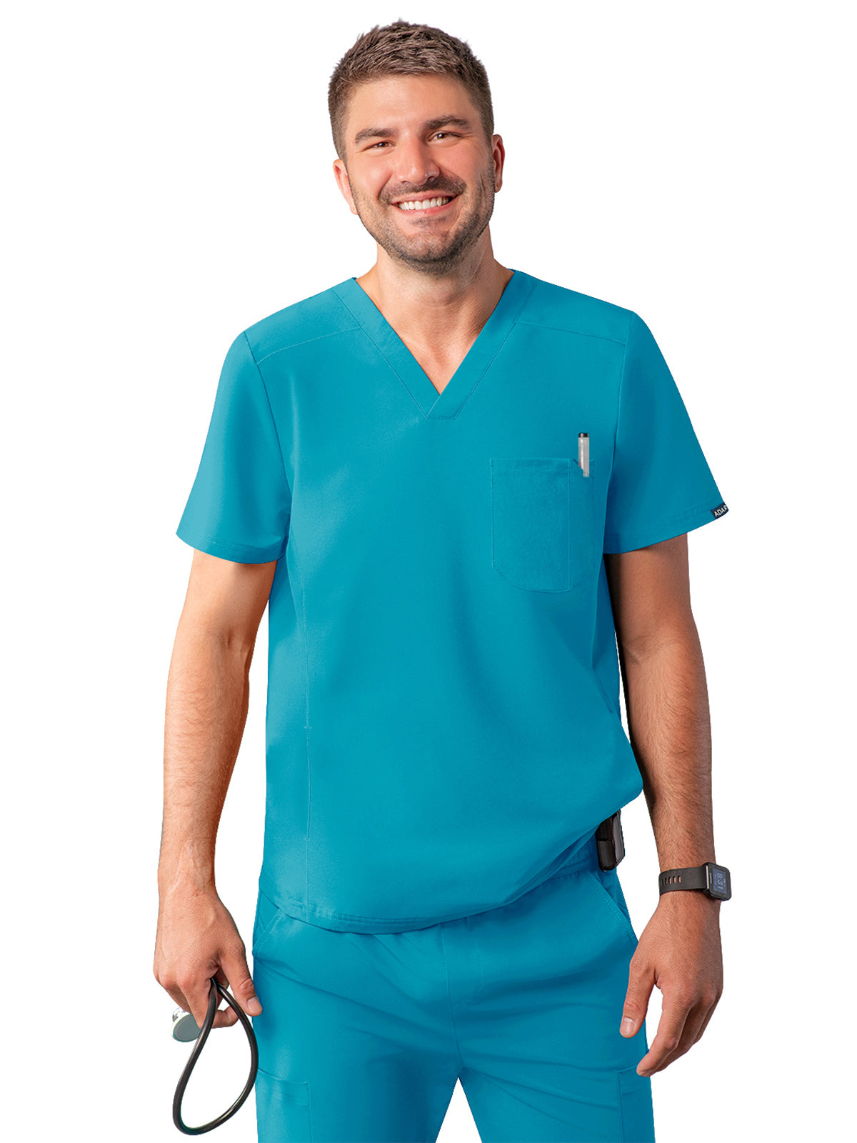 Men's V-Neck Scrub Top - A6010 - Teal Blue