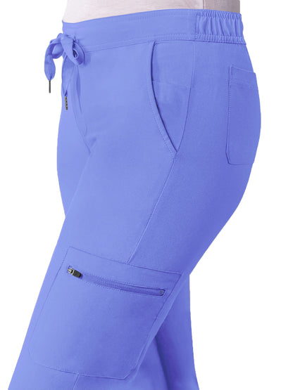 Women's Drawstring Cargo Pant - A6104 - Ceil Blue