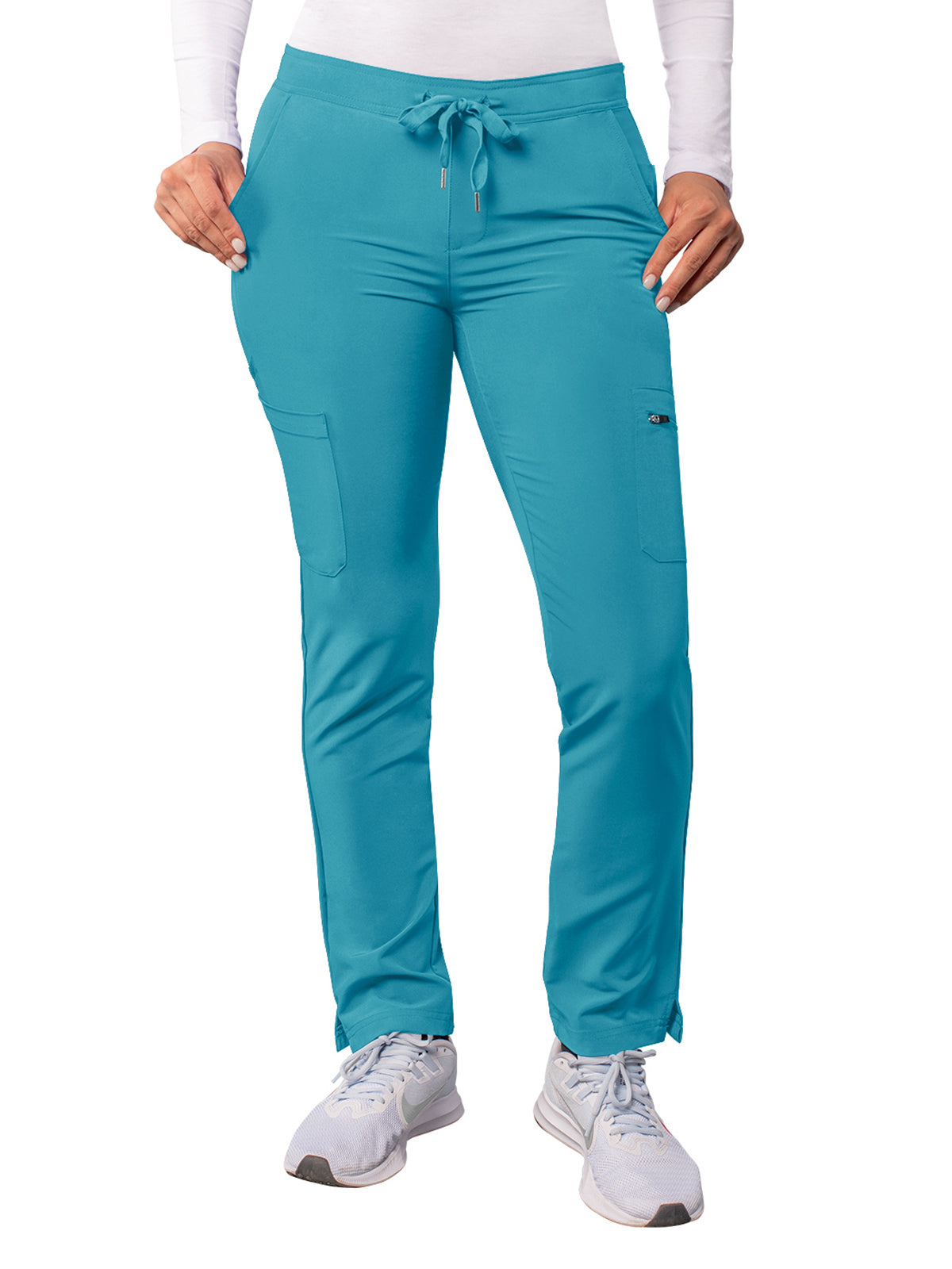 Women's Drawstring Cargo Pant - A6104 - Teal Blue