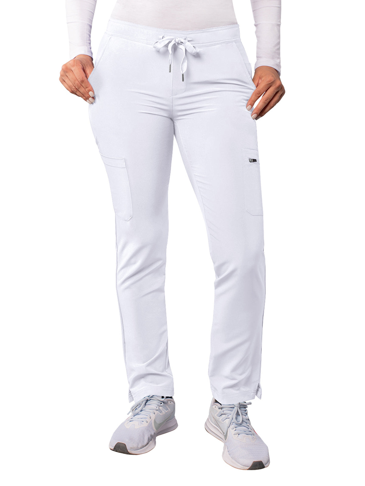 Women's Drawstring Cargo Pant - A6104 - White