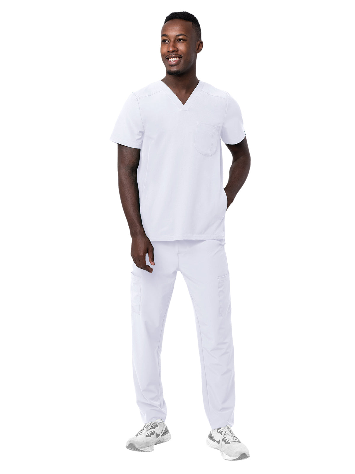 Men's Cargo Scrub Set - A9800 - White