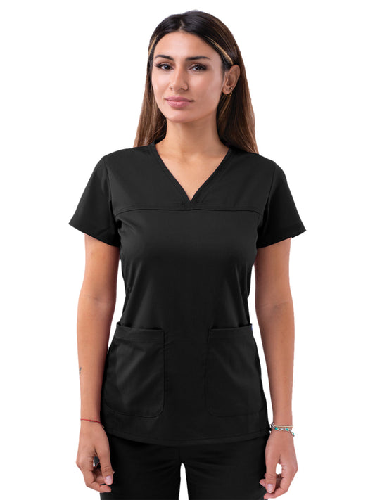 Women's V-Neck Sweetheart Top - P4210 - Black