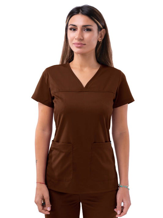 Women's V-Neck Sweetheart Top - P4210 - Coffee