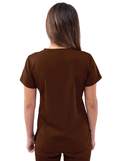 Women's V-Neck Sweetheart Top - P4210 - Coffee