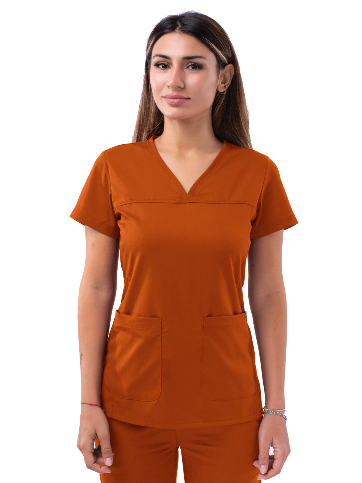 Women's V-Neck Sweetheart Top - P4210 - Cinnamon