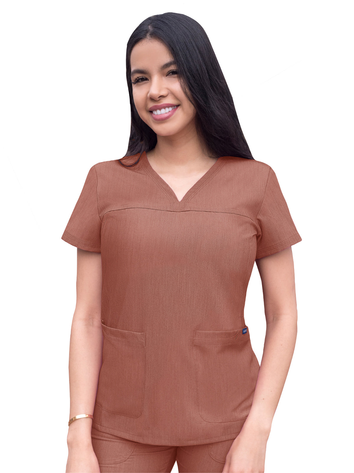 Women's V-Neck Sweetheart Top - P4210 - Heather Coffee