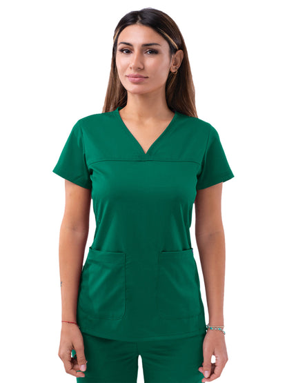 Women's V-Neck Sweetheart Top - P4210 - Hunter Green