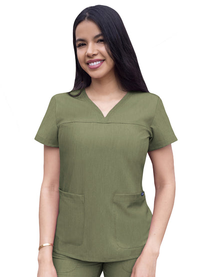 Women's V-Neck Sweetheart Top - P4210 - Heather Olive