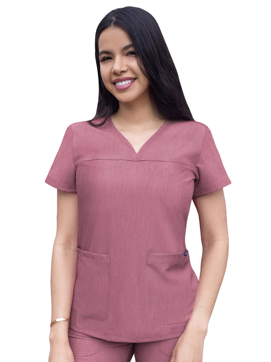 Women's V-Neck Sweetheart Top - P4210 - Heather Wine