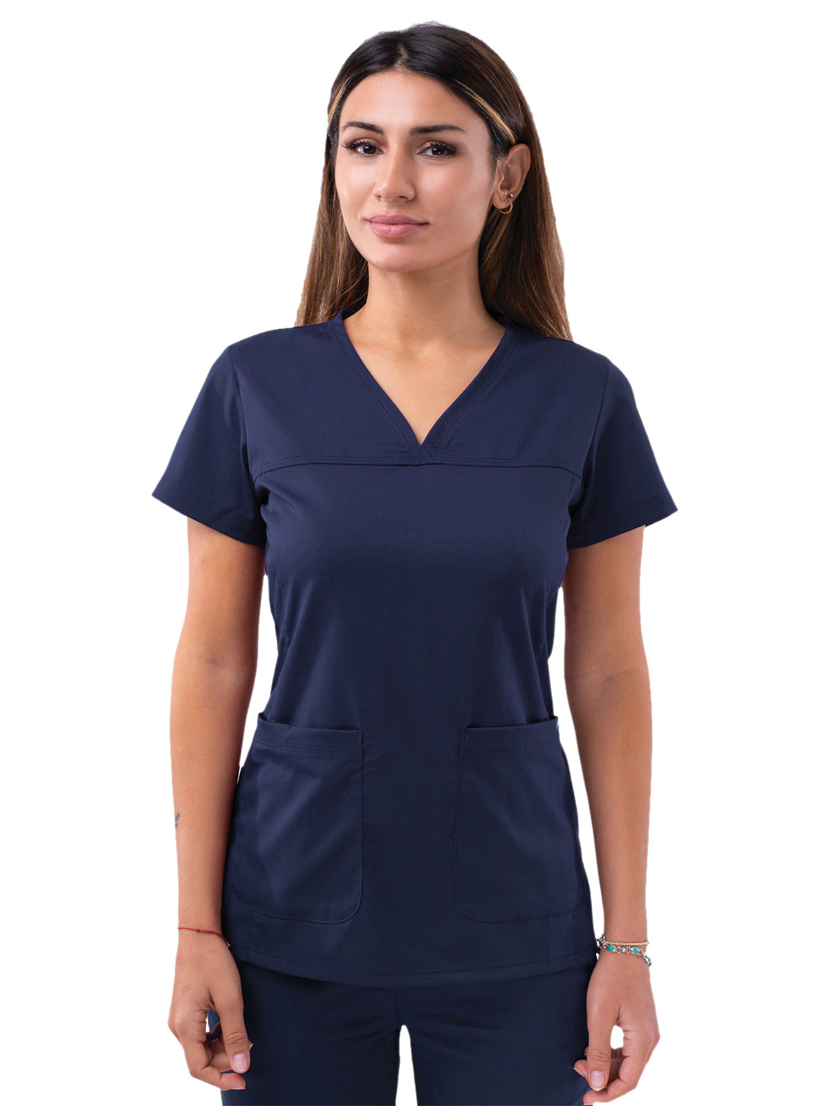 Women's V-Neck Sweetheart Top - P4210 - Navy