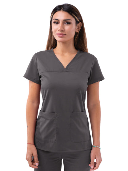 Women's V-Neck Sweetheart Top - P4210 - Pewter