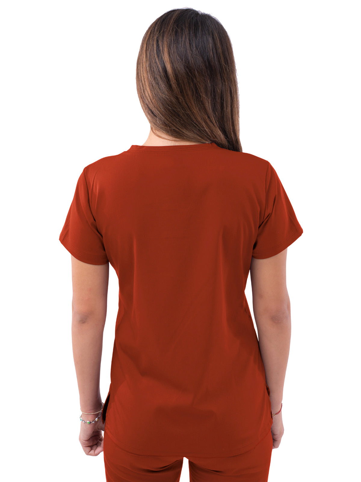 Women's V-Neck Sweetheart Top - P4210 - Red Ochre