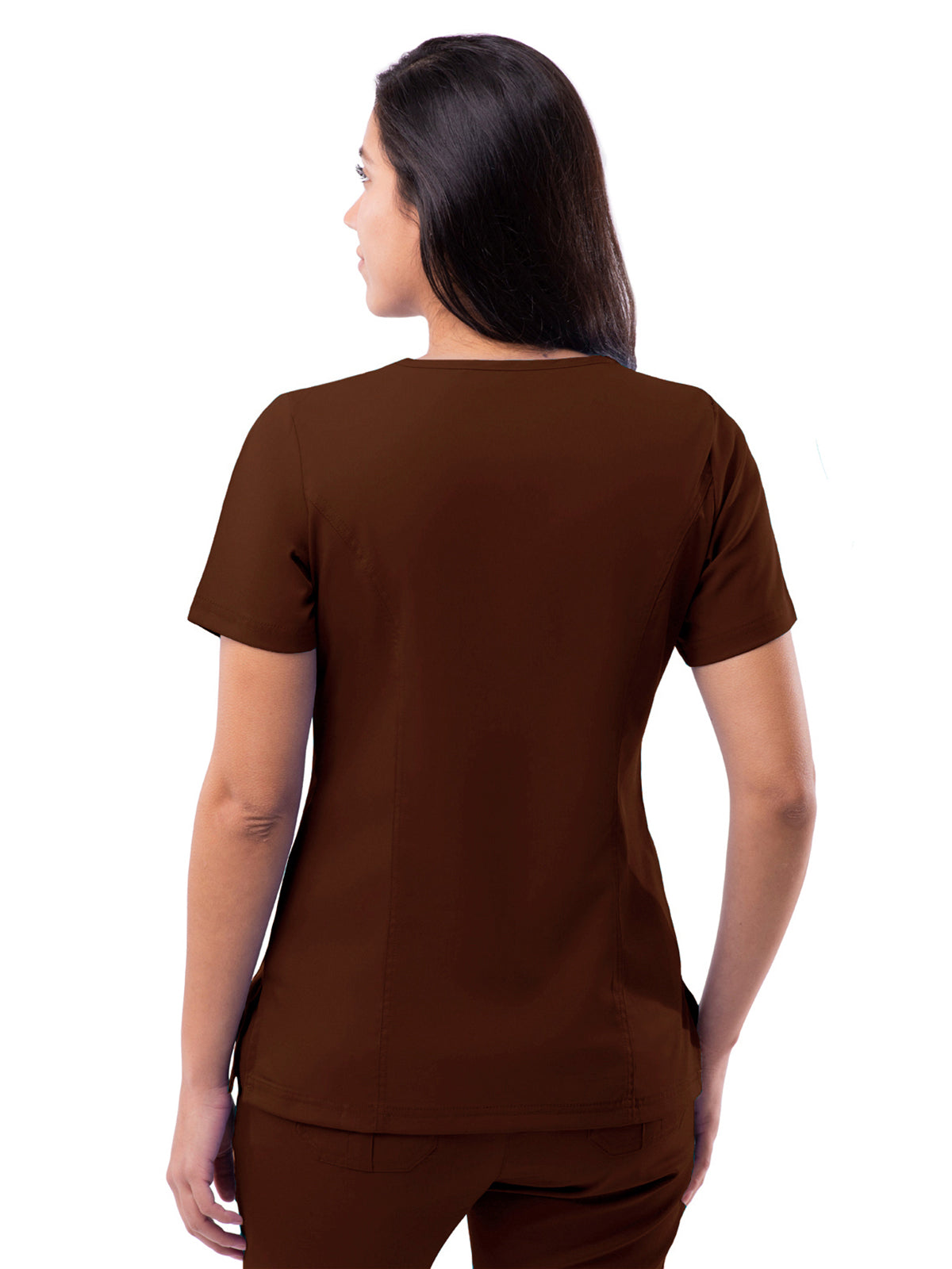 Women's V-Neck Elevated Top - P4212 - Coffee