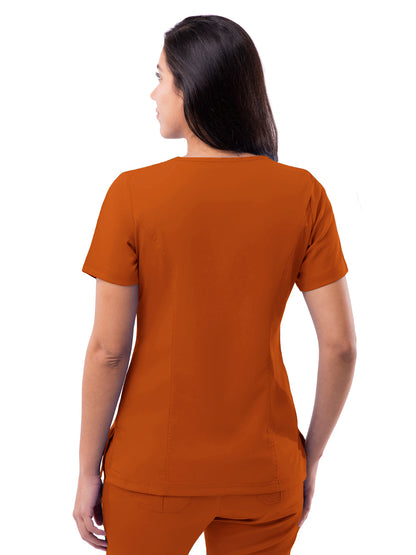 Women's V-Neck Elevated Top - P4212 - Cinnamon