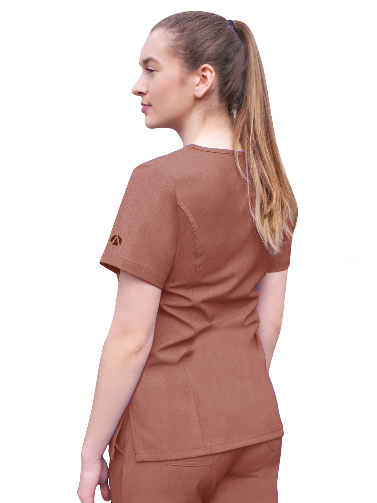 Women's V-Neck Elevated Top - P4212 - Heather Coffee