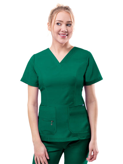 Women's V-Neck Elevated Top - P4212 - Hunter Green