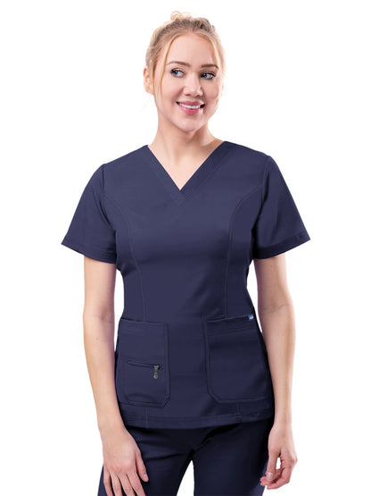 Women's V-Neck Elevated Top - P4212 - Navy