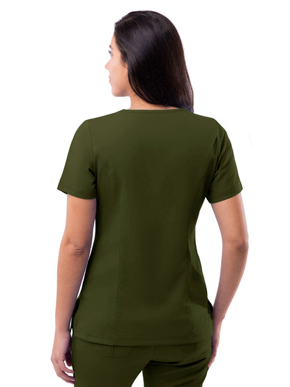 Women's V-Neck Elevated Top - P4212 - Olive