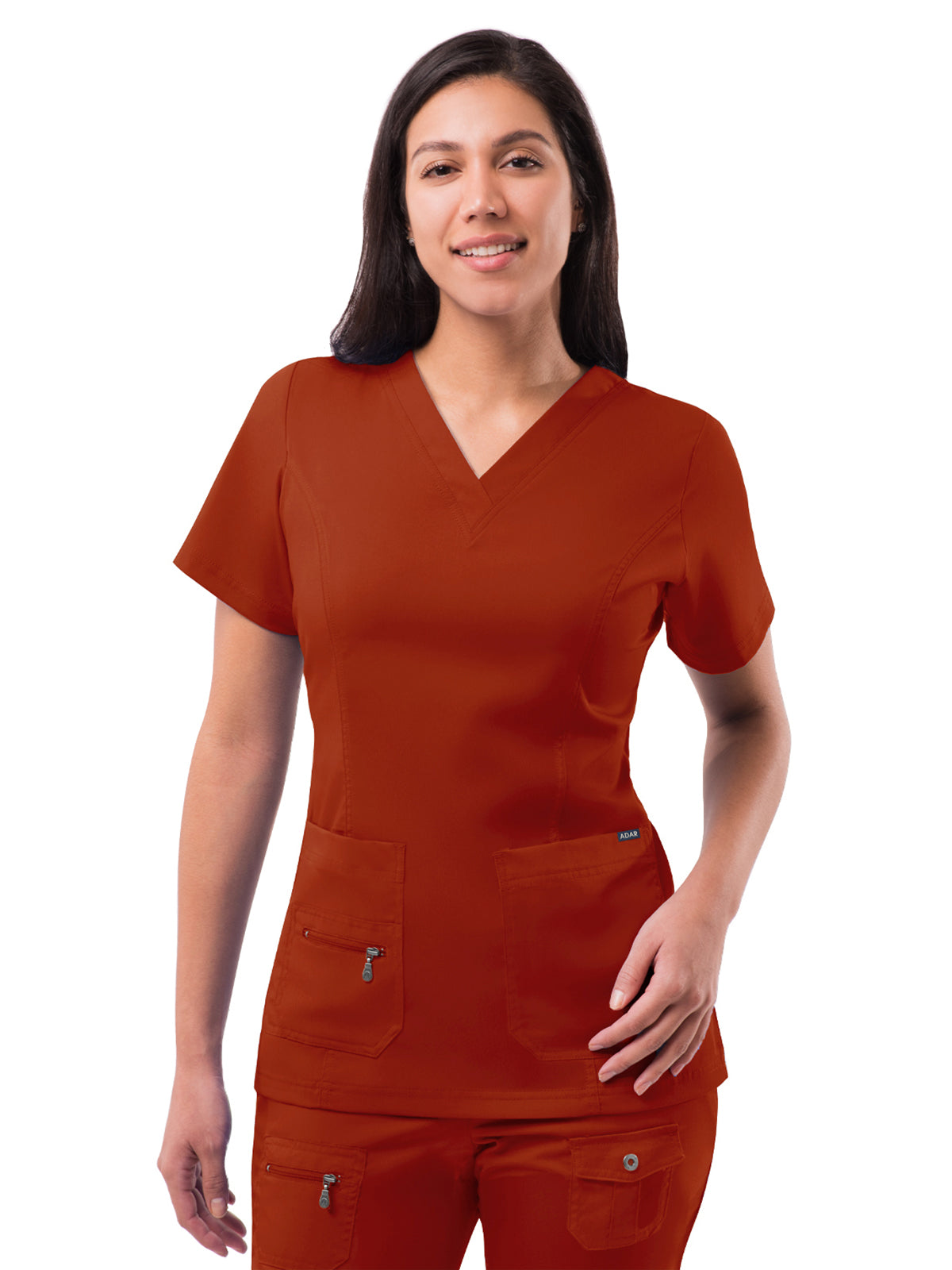 Women's V-Neck Elevated Top - P4212 - Red Ochre