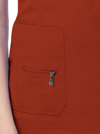 Women's V-Neck Elevated Top - P4212 - Red Ochre