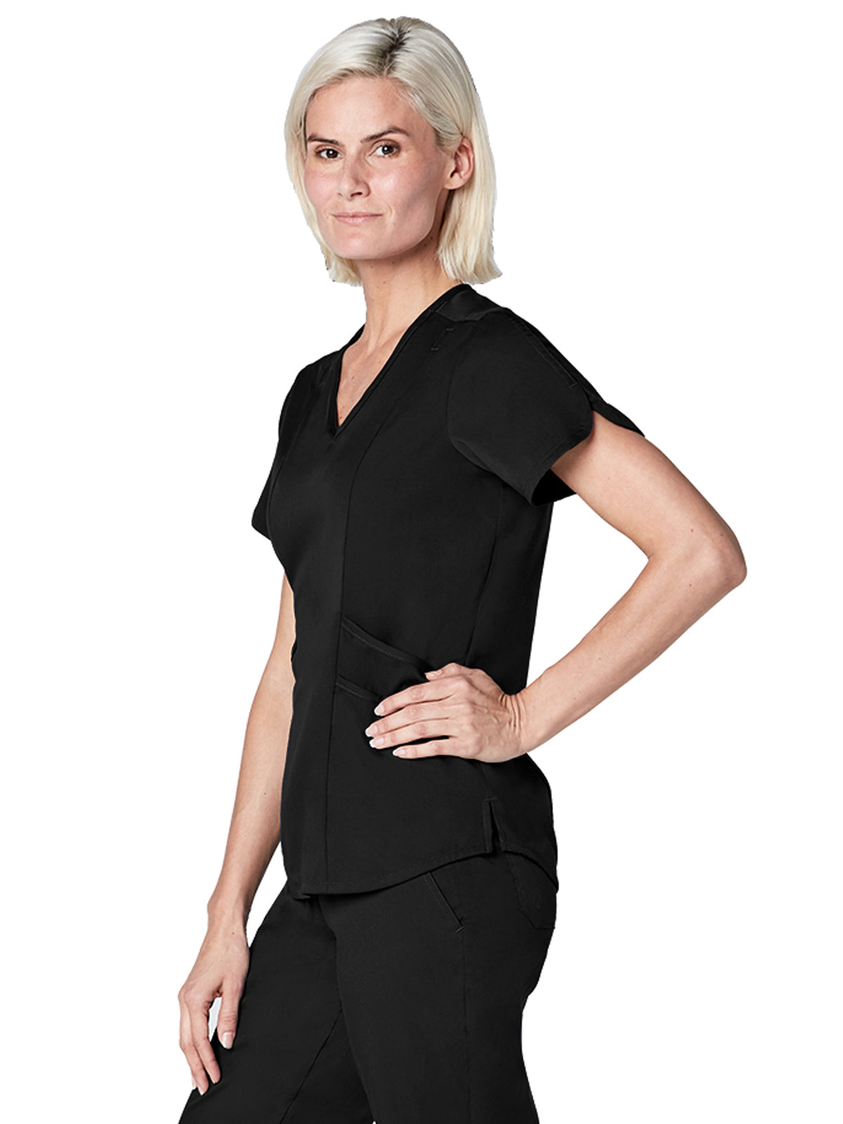 Women's V-Neck Top - P7002 - Black