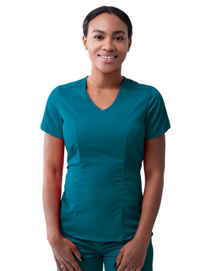 Women's V-Neck Top - P7002 - Caribbean Blue