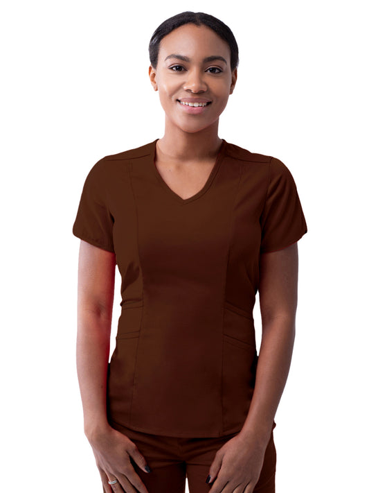 Women's V-Neck Top - P7002 - Coffee