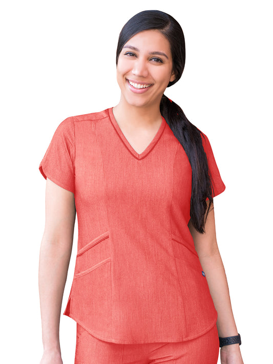 Women's V-Neck Top - P7002 - Heather Apple