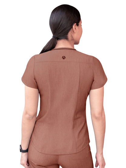 Women's V-Neck Top - P7002 - Heather Coffee