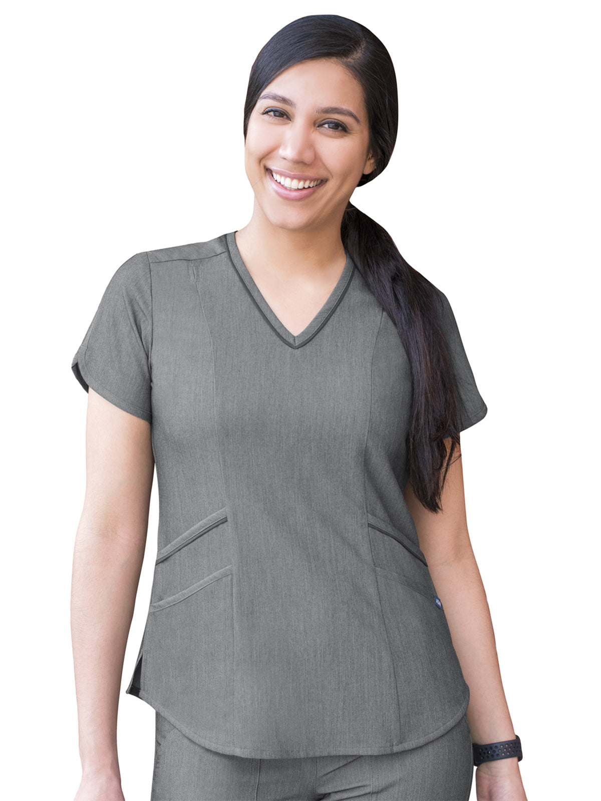 Women's V-Neck Top - P7002 - Heather Grey