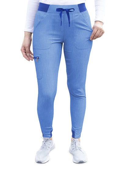 Women's Yoga Jogger Scrub Pant - P7104 - Heather French Blue